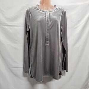 Ralph Lauren Popover Velvet Top Blouse Shirt Women Size L Gray